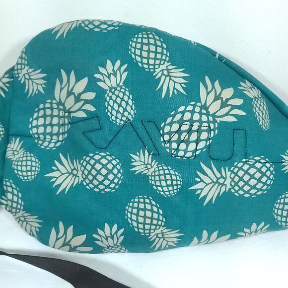 Kavu Rope Sling Bag Teal Pineapple print Crossbody Zipper Pockets boho Hippie - Picture 13 of 16
